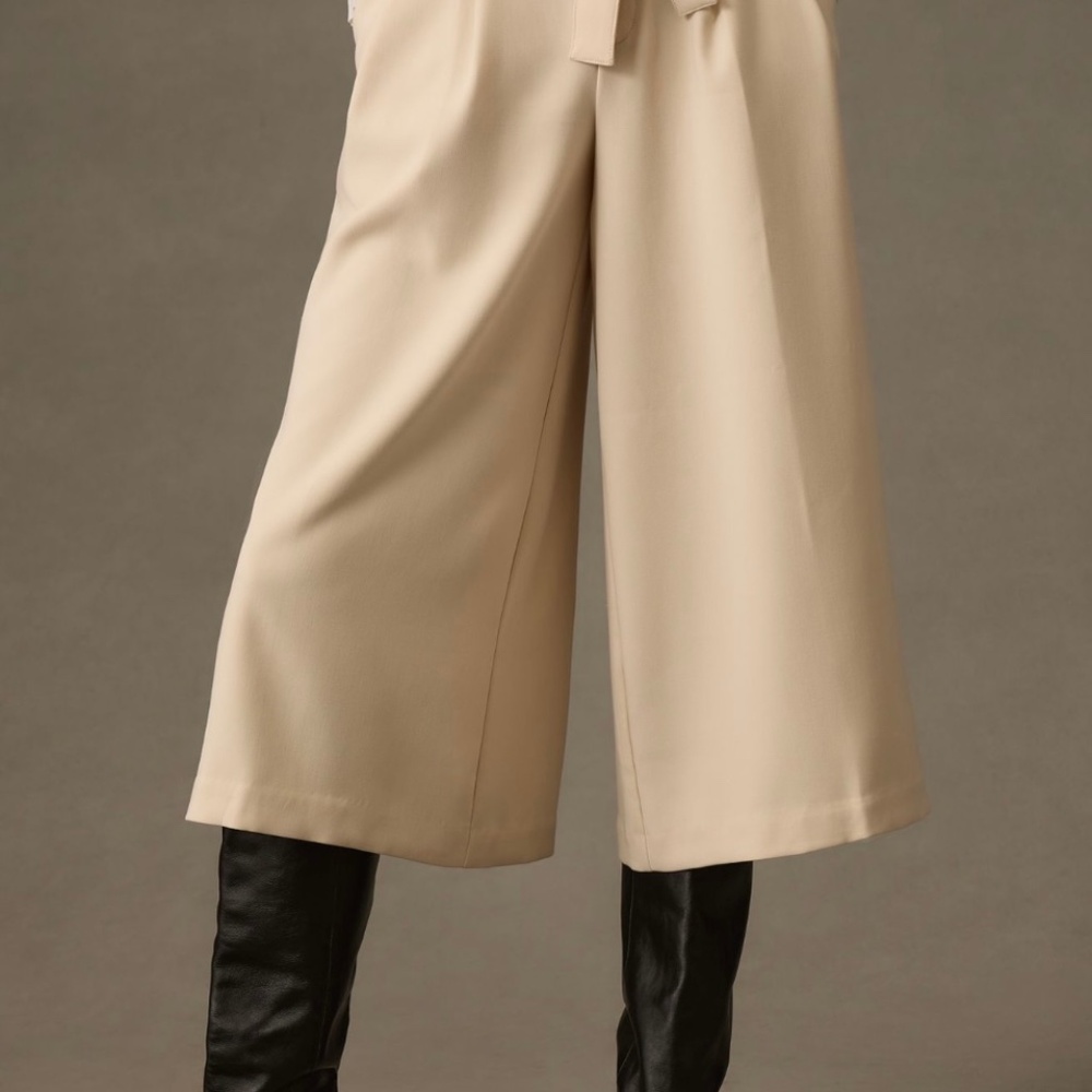 Anthropologie Maeve Cream Wide Culottes - size 4